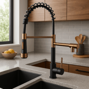 Torneira Cozinha Gourmet Monocomando Rosê Preto 50 Cm