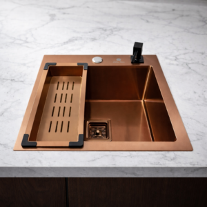 Cuba Gourmet Quadrada Aço Inox 304 Acessórios 44X44cm Rosê