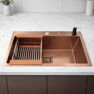 Cuba Gourmet Quadrada Aço Inox 304 Rosê Com Acessórios 60X40cm