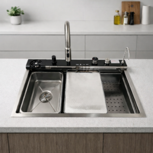 CUBA COZINHA GOURMET CASCATA FLEXÍVEL INTELIGENTE PRETA DESIGN MODERNO E FUNCIONAL