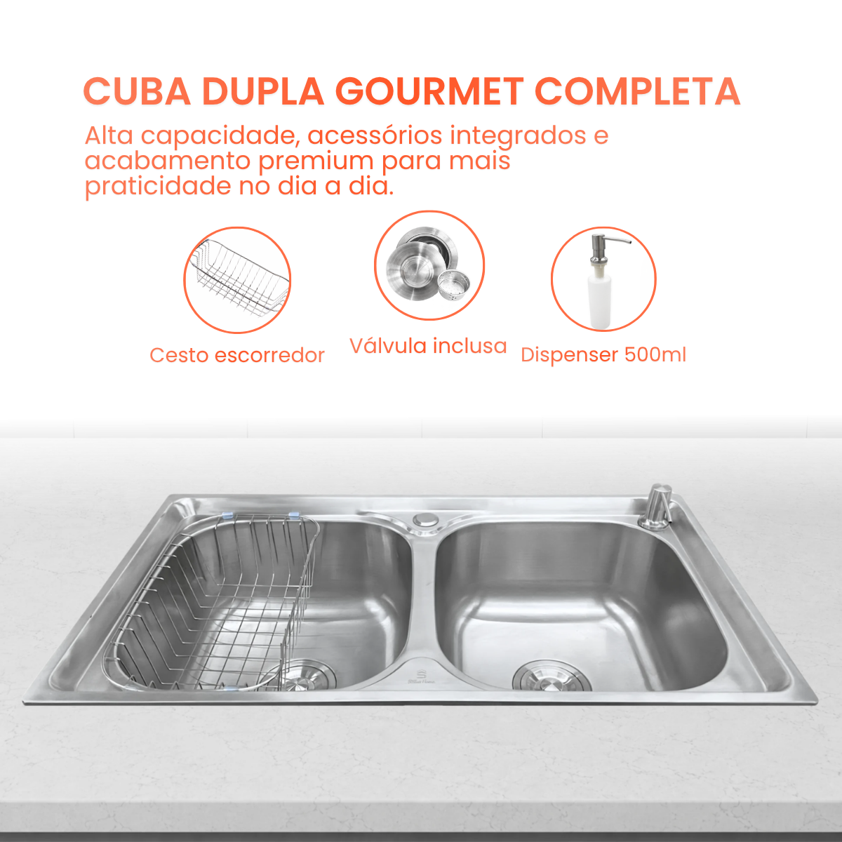 Cuba Cozinha Gourmet 78x43 Aço inox 201 - Imagem 3