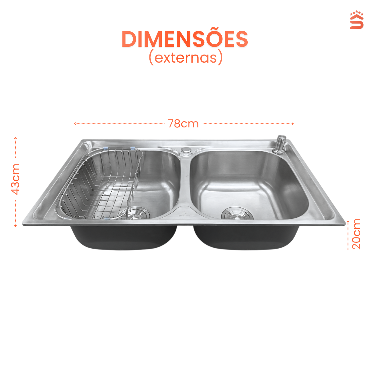 Cuba Cozinha Gourmet 78x43 Aço inox 201 - Imagem 6