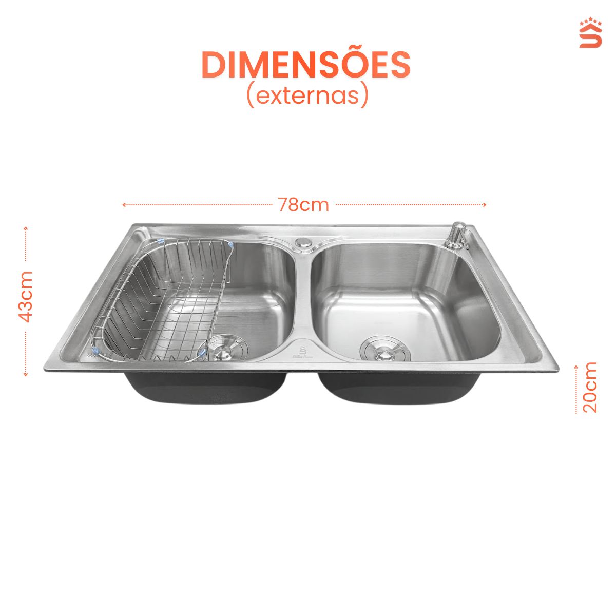 Cuba Cozinha Gourmet 78x43 Aço inox 304 - Imagem 7