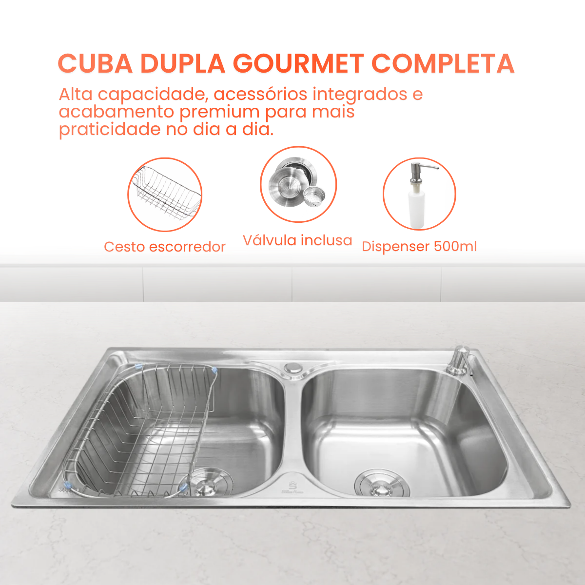 Cuba Cozinha Gourmet 78x43 Aço inox 304 - Imagem 3