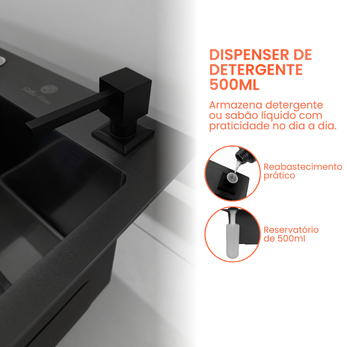 Cuba Gourmet Quadrada Aço Inox 304 Preta Com Acessórios 78X43cm - Imagem 5