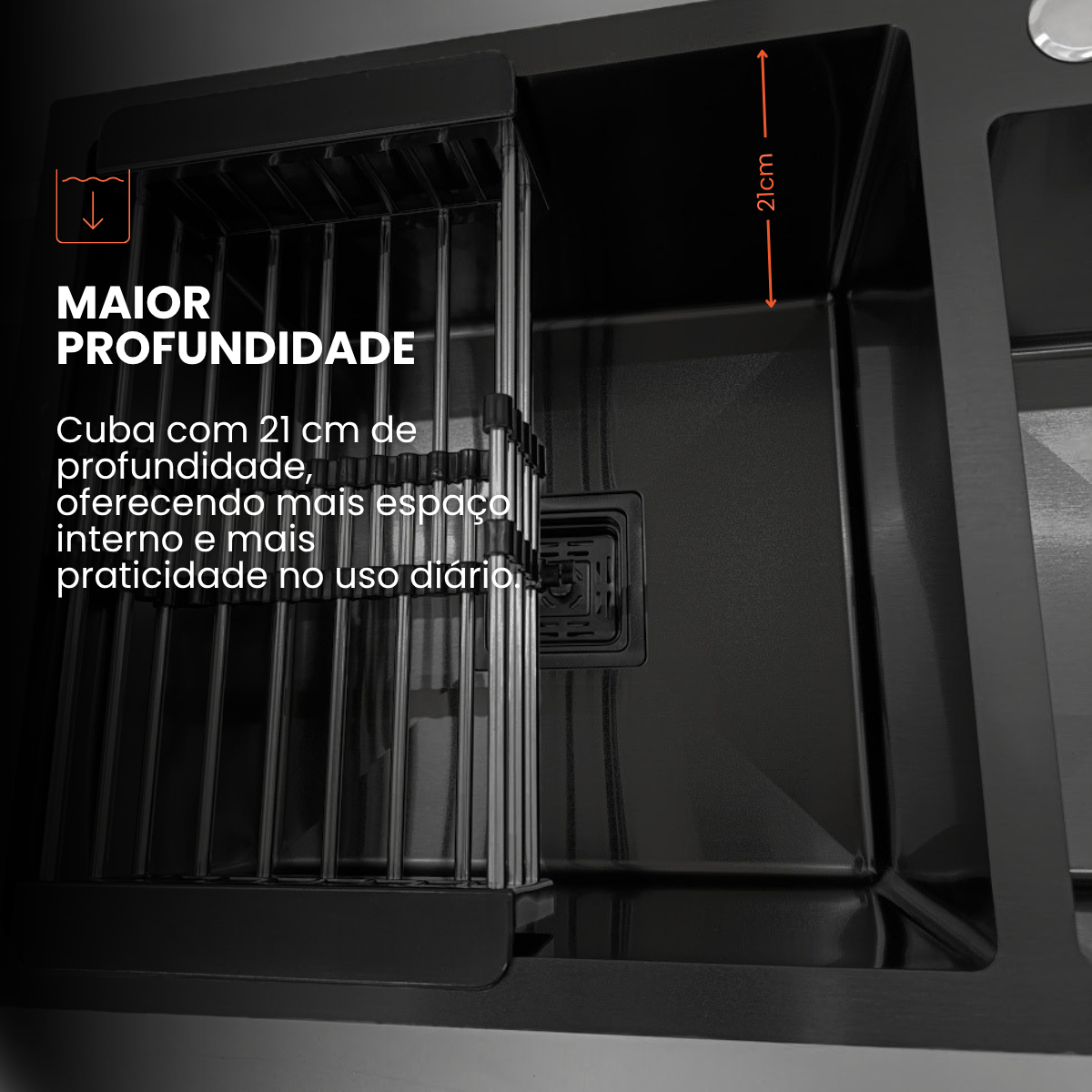 Cuba Gourmet Quadrada Aço Inox 304 Preta Com Acessórios 78X43cm - Imagem 11