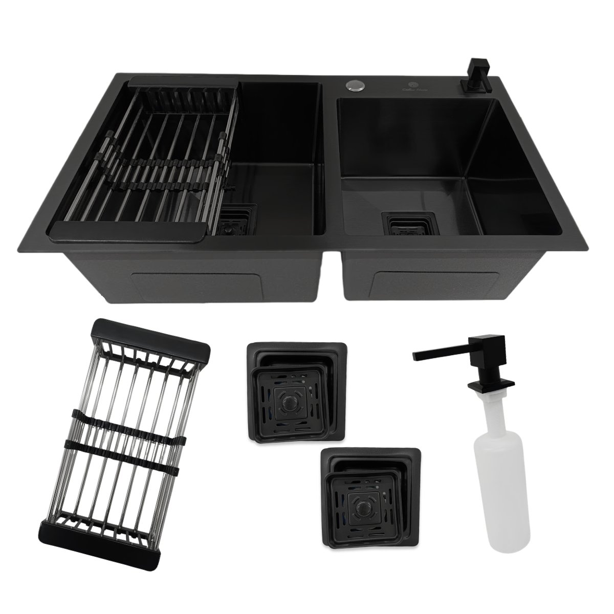 Cuba Gourmet Quadrada Aço Inox 304 Preta Com Acessórios 78X43cm