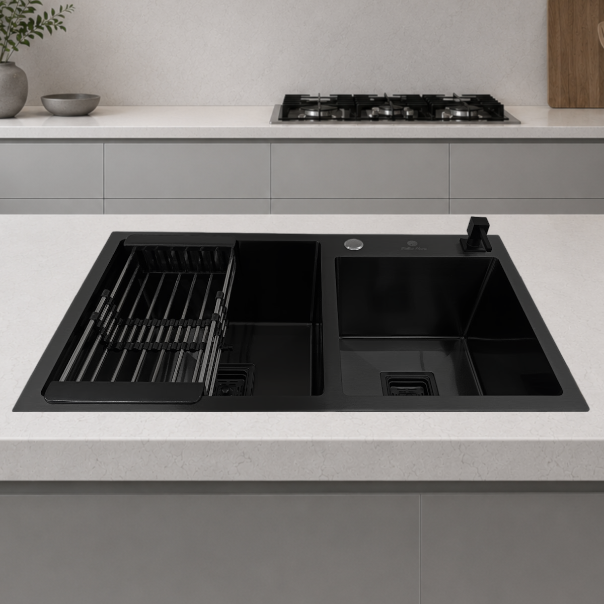 Cuba Gourmet Quadrada Aço Inox 304 Preta Com Acessórios 78X43cm - Imagem 2