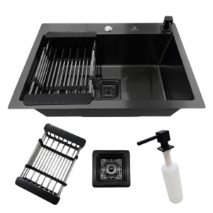 Cuba Gourmet Quadrada Aço Inox 304 Preto Acessórios 60X40