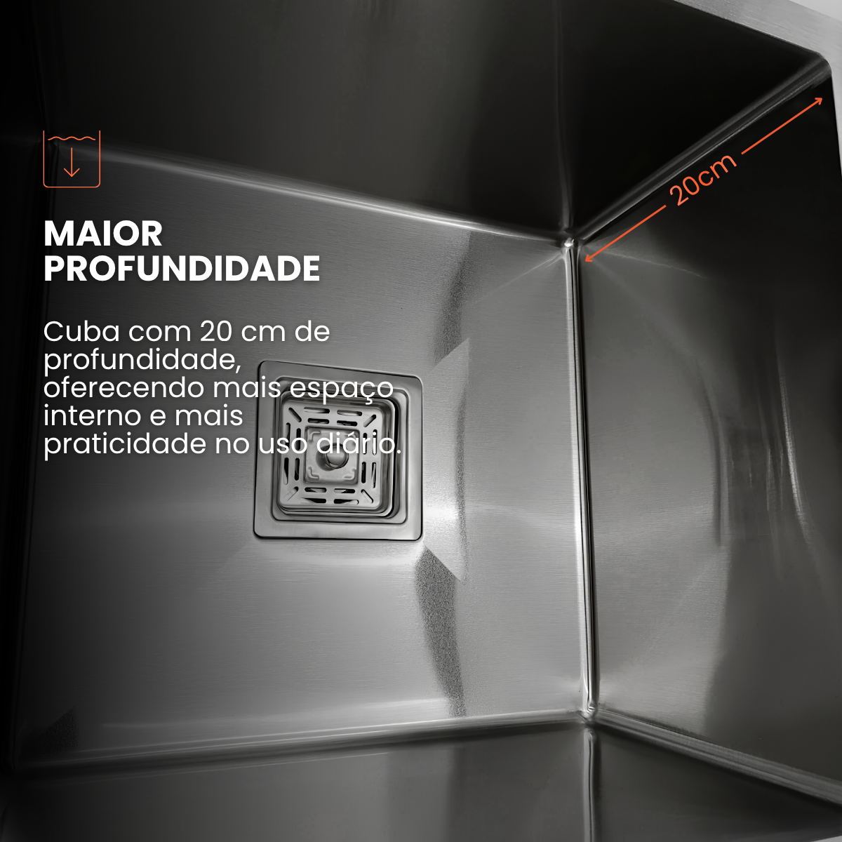 Cuba Gourmet Quadrada Aço Inox 304 Escovada Com Acessórios 78X43cm - Imagem 10