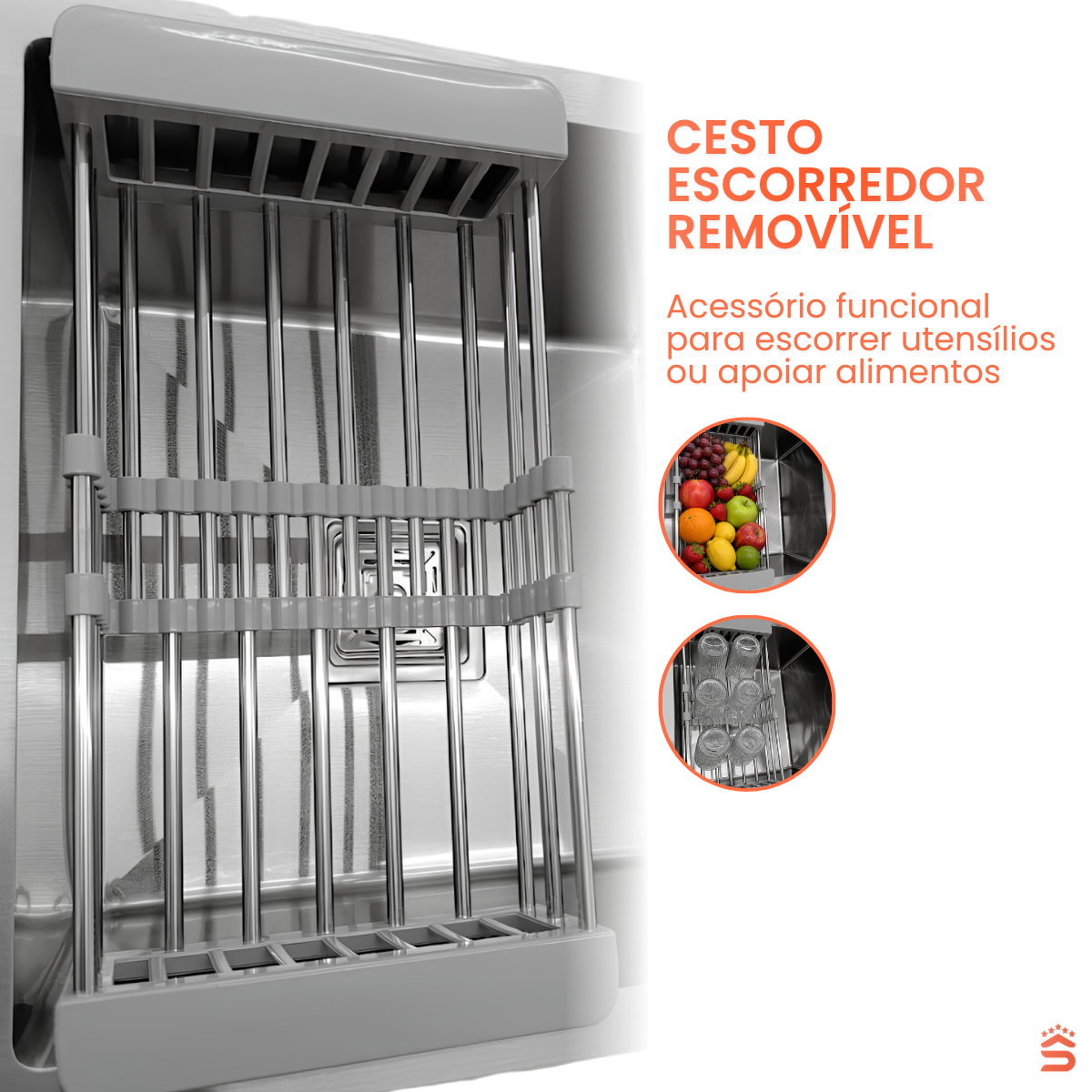 Cuba Gourmet Quadrada Aço Inox 304 Escovada Com Acessórios 78X43cm - Imagem 4