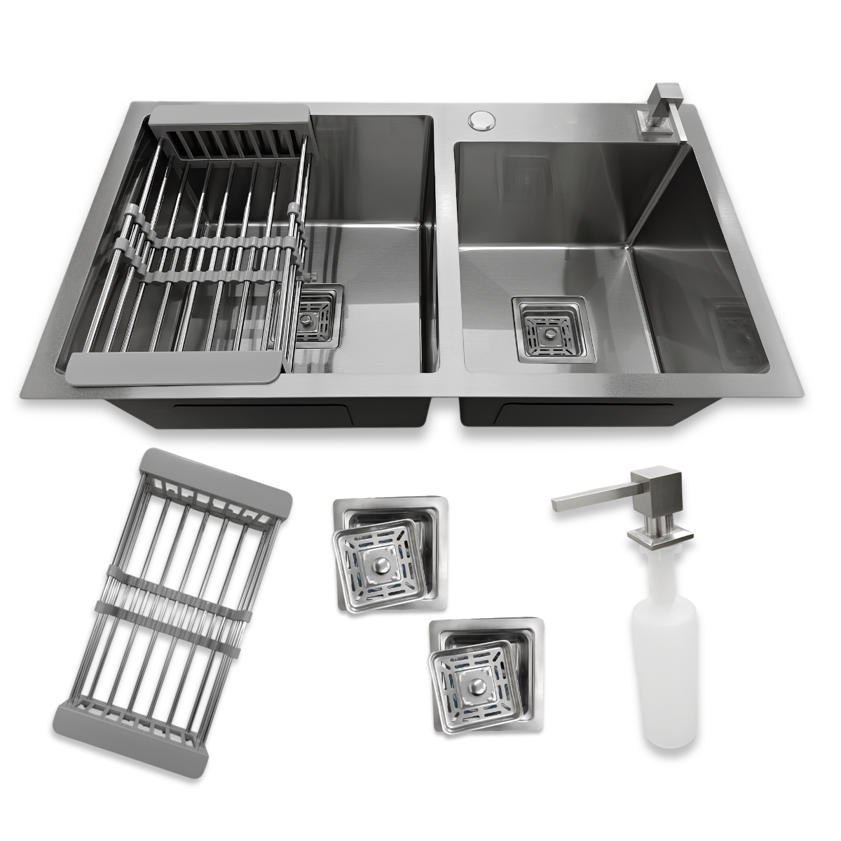 Cuba Gourmet Quadrada Aço Inox 304 Escovada Com Acessórios 78X43cm