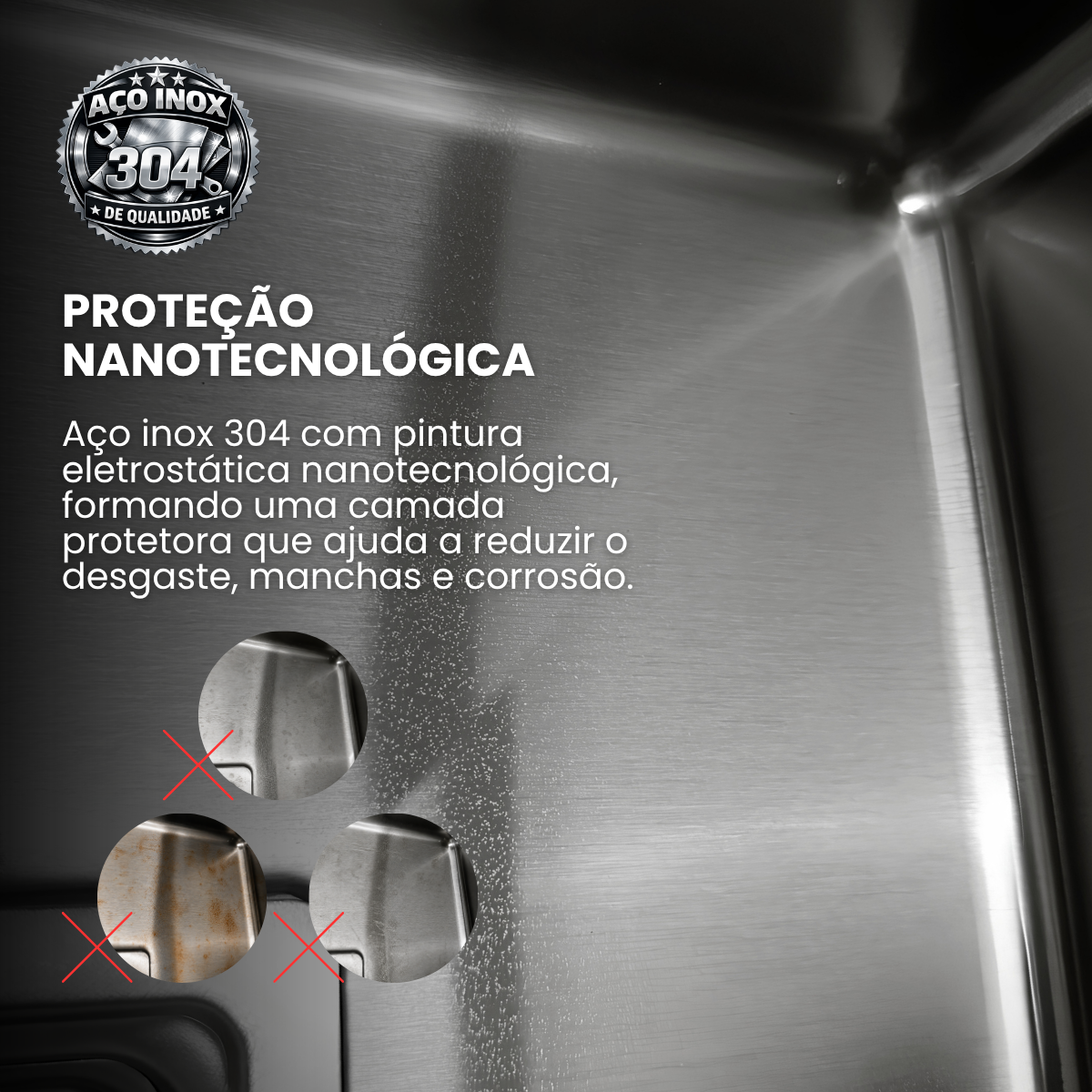 Cuba Gourmet Quadrada Aço Inox 304 Escovada Com Acessórios 78X43cm - Imagem 9