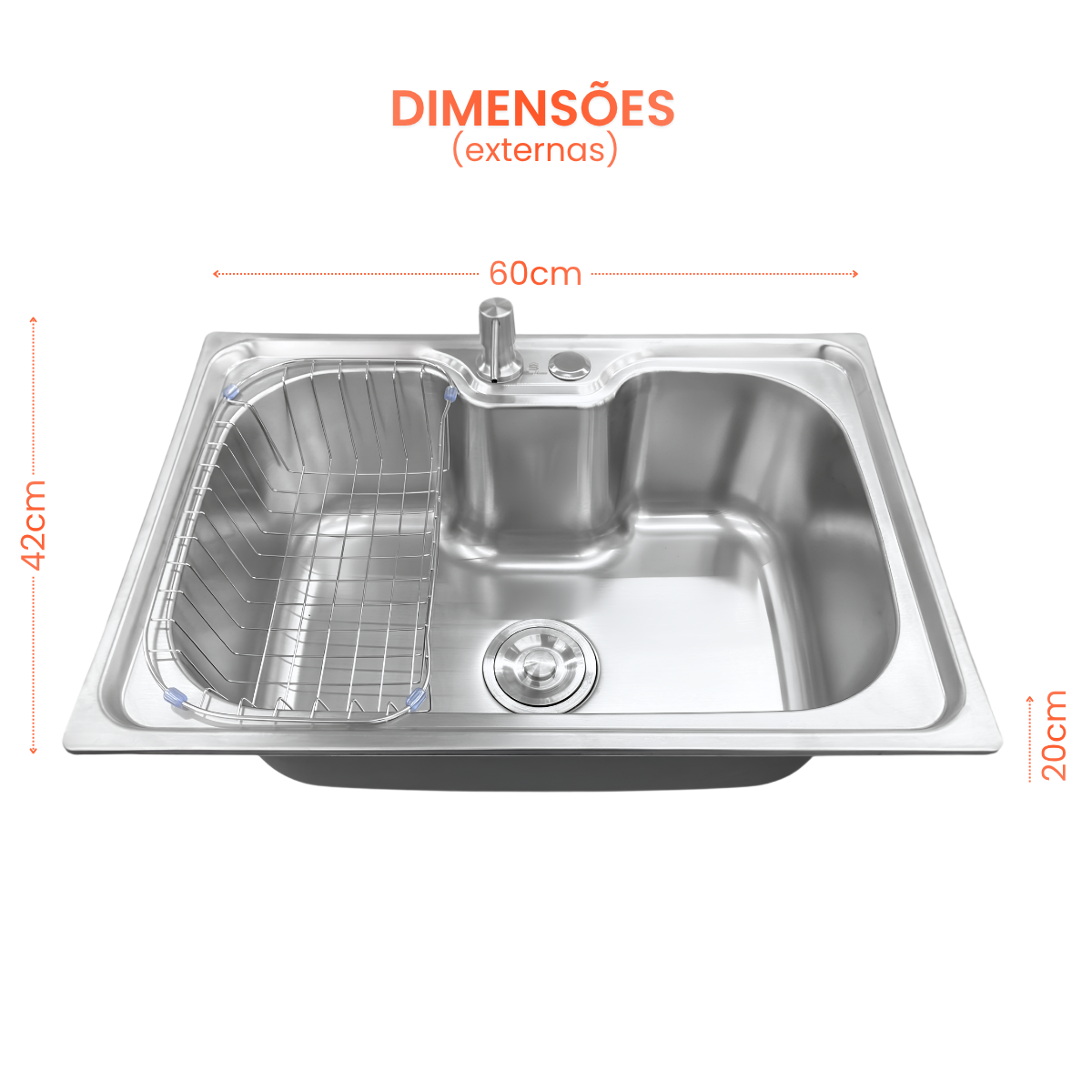 Cuba Cozinha Gourmet 60x42 Aço inox 201 - Imagem 7
