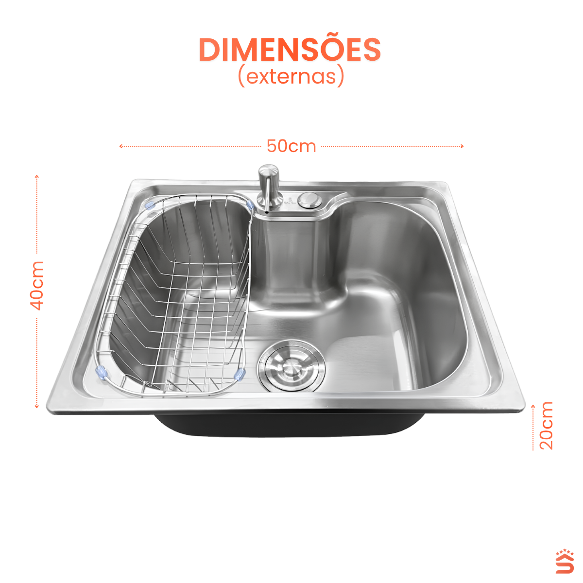 Cuba Cozinha Gourmet 50x40 Aço inox 201 - Imagem 6